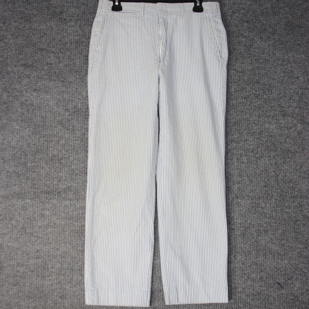 Brooks Brothers White with Blue Pinstripe Seersucker Pants